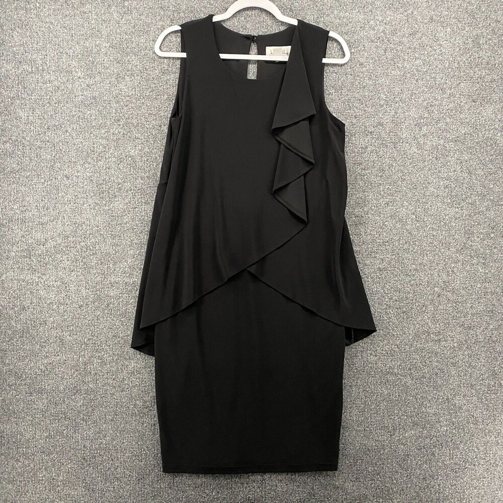 Joseph Ribkoff Dress Womens 6‎ Black Draped Sheath Sleeveless Cocktail Lagenlook